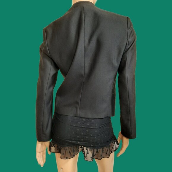 Sass & Bide Rhinestone Faux Pearl Embellished Blazer Black Wool Blend 38 Size S - Picture 6 of 7